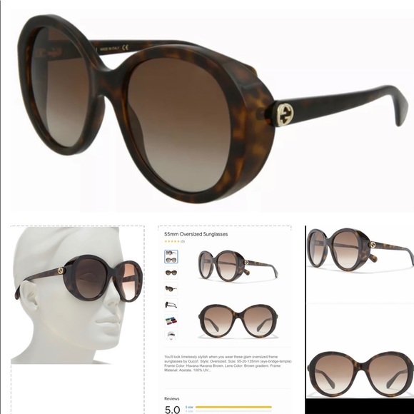 GUCCI HAVANA ROUND OVERSIZED SUNGLASSES, ON LIST 50 MOST ICONIC SHAPES - Picture 5 of 16
